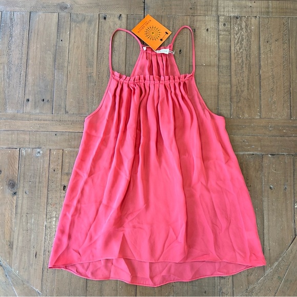 RAMY BROOK Olivia Pleated SILK Swing Tank Top Casual Rose SPICY BLUSH Medium NWT - Picture 3 of 13